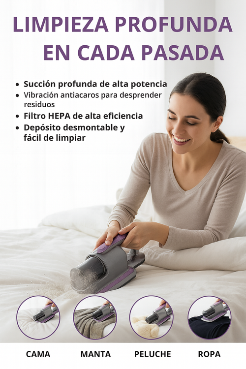Mini Aspiradora Anti Ácaros para Colchón