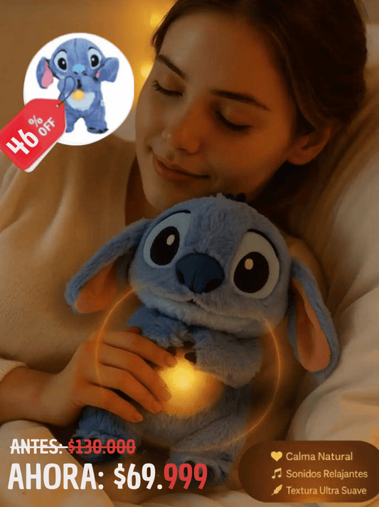 Stitch Peluche que Respira 🫁✨ – Ideal para Dormir y Relajarse